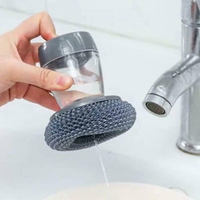 RBGIIT Cleaning Brush Push Button Kitchen Cleaning Tool Household Cleaning Brush K3 10 ml Liquid Dispenser(Grey)