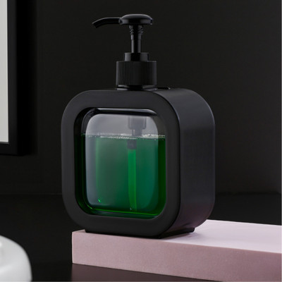 CHITRAKUT Liquid Soap Dispenser Transparent Plastic – 400ml Pump Bottle for Home Use 500 ml Soap, Shampoo, Lotion, Conditioner, Gel, Liquid Dispenser(Black)