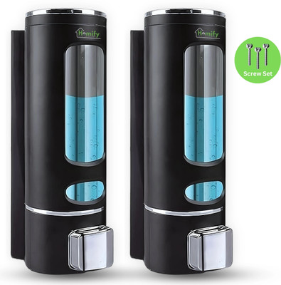 shenron BLACK SOAP DISPENSER MULTI PURPOSE WALL MOUNTED (PACK OF 2) 400 ml Gel, 400 ml Soap, Liquid, Shampoo, Gel, Conditioner, Foam, Sanitizer Stand Dispenser(Black)