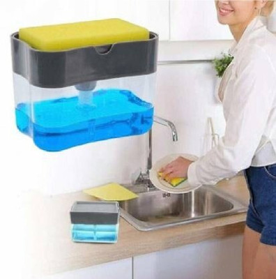JKB TRADERS Soap Dispensers 2 in 1 Soap Pump Dispenser Sponge Holder 1pc 400 ml Liquid Dispenser(Multicolor)
