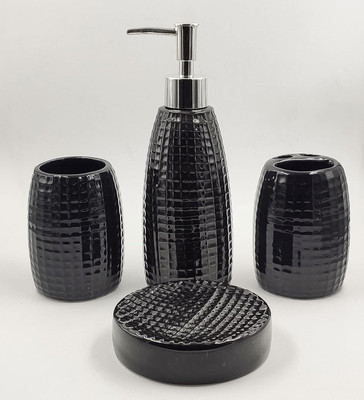 Urban Sajavaat Soap Dispenser Set for Bathroom Checks 350 ml Soap Dispenser(Black)