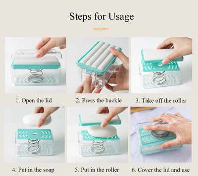 SATSUN ENTERPRISE Bar Soap Roller Dispenser Portable Soap Dish & Soap Dispenser with Roller(Clear Blur Transperant White)