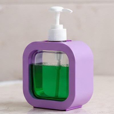 CHITRAKUT Transparent Plastic Pump Dispenser – 400ml Liquid Soap Bottle for Home 500 ml Soap, Shampoo, Lotion, Conditioner, Gel, Liquid Dispenser(Purple)