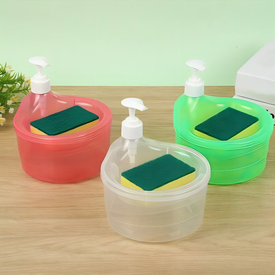 Ajonus Mart Double Layer 2 in 1 Soap Dispenser with Pump and Sponge 1 L Liquid Dispenser(Multicolor)