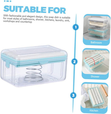 Fancy Plastic Soap Dispenser Rolling Soap Rubber Roller Foaming with Drain(Lite Blue)
