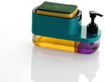 SHUBHENTP 3 in 1 Soap Dispencer For Kitchen With Sponce Holder & Liquid Pump Dispencer 500 ml Gel Dispenser(Multicolor)