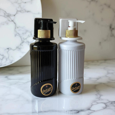 PRILS Liquid Dispenser - Stylish Wall Mounted Self Adhesive dispenser, Set of 2, 300 ml Liquid, Soap, Shampoo, Gel, Lotion Dispenser(Black, White)