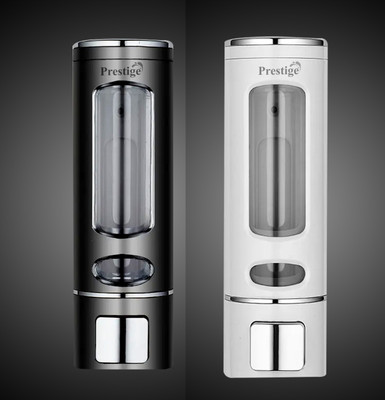 Prestige Heavy Duty Liquid Dispenser 400 ML Soap Dispenser Capsule Black and White 400 ml Shampoo, Conditioner, Liquid, Gel Dispenser(White, Black)