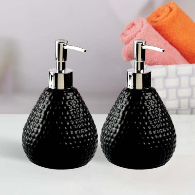 Kookee Ceramic Soap Dispenser handwash pump for Bathroom, Set of 2, Black (10976) 400 ml Conditioner, Lotion, Shampoo, Soap, Foam, Liquid, Gel, Sanitizer Stand Dispenser(Black)