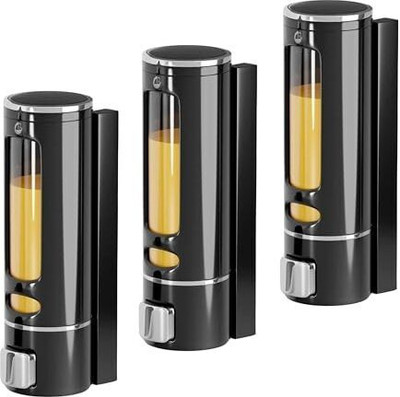 Clinton (400 ml) ABS Plastic (Set of 3) Liquid Bathroom Soap Dispenser Gel Dispenser 300 ml Conditioner, Gel, Foam, Liquid, Lotion, Shampoo, Soap Dispenser(Black)