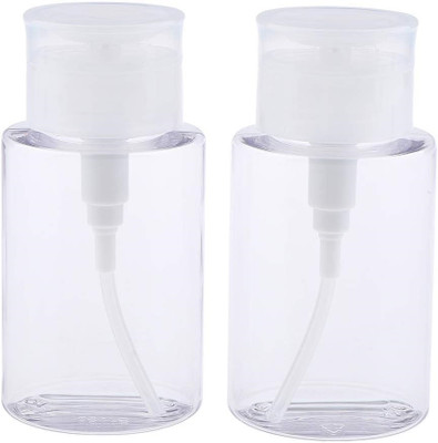 Adhvik Set Of 2 Pcs Reusable Push Down Liquid Soap Dispenser Pump Container 150 ml Liquid Dispenser(Clear)