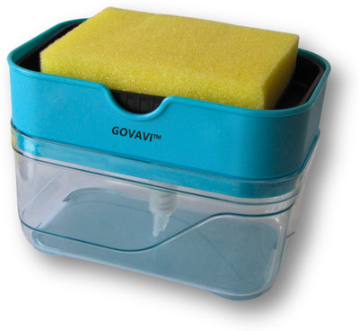 GOVAVI 2 in 1 Liquid Dispenser for Dishwasher with Sponge Holder 400 ml Liquid Dispenser(Multicolor)