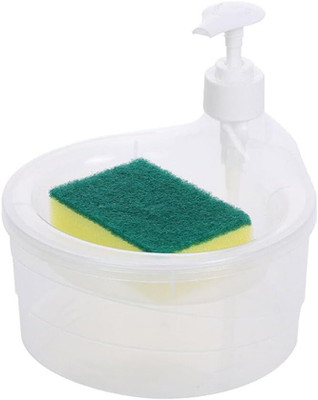 NKK TRADERS Liquid soap Dispenser Double Layer 2 in 1 Pump and Sponge Dish Washing Scrub Pad(Medium)