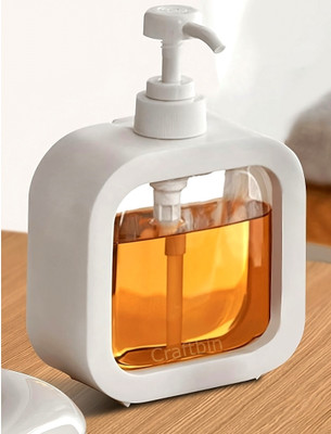 Craftbin Hand Wash Liquid Soap Dispenser for Bathroom Kitchen, Handwash Dispenser Bottle 300 ml Liquid, Soap, Shampoo, Lotion, Sanitizer Stand, Gel, Conditioner Dispenser(White)