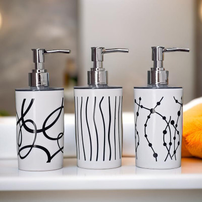 LAGET Stylish Plastic Soap Dispenser with Pump for Liquid Soap, Lotion & Shampoo 300 ml Soap, Shampoo, Lotion, Liquid, Gel, Foam, Conditioner Dispenser(White)