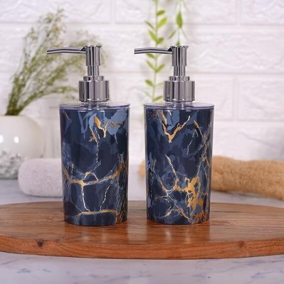 shenron Soap Dispenser Bottle Set with Pump for Hand wash Grey Marble -Pack of 2 500 ml Liquid, Sanitizer Stand, Shampoo Dispenser(Grey)