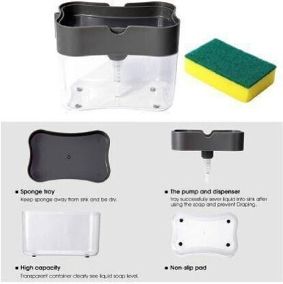 JKB TRADERS Soap Dispensers 2 in 1 Soap Pump Dispenser Sponge Holder 1pc 400 ml Liquid Dispenser(Multicolor)
