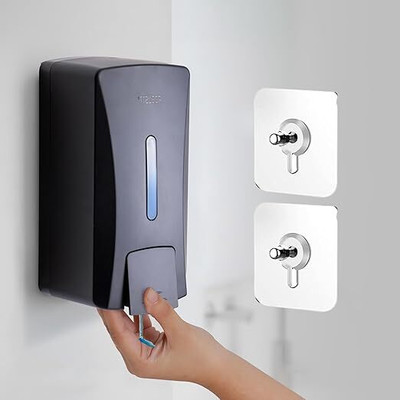Spotview Stylish Wall Mounted Liquid Soap Dispenser Pack of 1 With 2 Adhesive Hooks 1 L Soap Dispenser(Black)