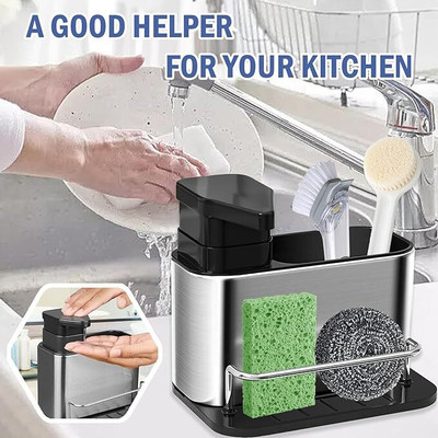 Dejmin 3 in 1 Kitchen Sink Organiser Soap Dispenser with Removable 50 L Liquid, Soap Dispenser(Multicolor)