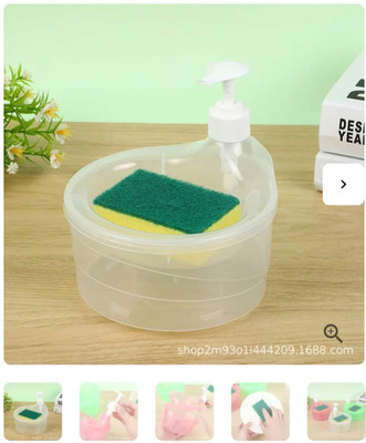 FLYUP Double Layer 2 in 1 Liquid soap Dispenser with Pump and Sponge 750 ml Liquid, Gel, Shampoo, Soap Dispenser(Clear)