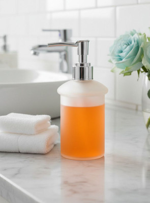 Easyhome Furnish Glass Liquid Soap Dispenser with Easy Refillable liquid Soap Holder for Bathroom 300 ml Liquid, Gel, Conditioner, Soap, Shampoo Dispenser(Clear)