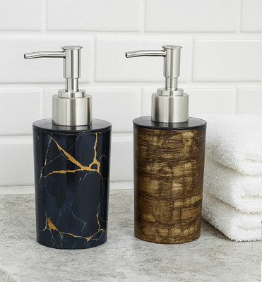 LAGET Reusable Plastic Lotion & Soap Dispenser for Bathroom 300 ml Soap, Shampoo, Liquid, Gel Dispenser(Black, Brown)