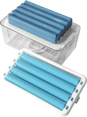 Fancy Soap Cleaning Storage Foaming Box with Bubbler, Foam Soap Dispenser with Roller(Blue, White, Transperant)