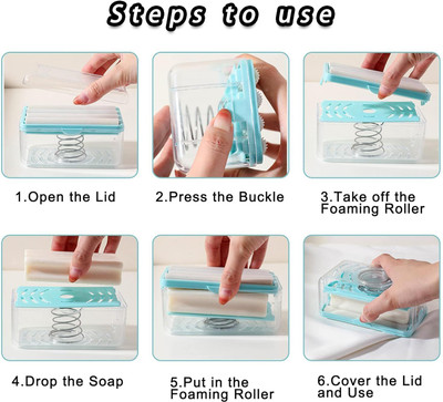SellVera 2-In-1 Portable Laundry Rolling Soap Box Soap Bar Dispenser WithRoller(Blue)