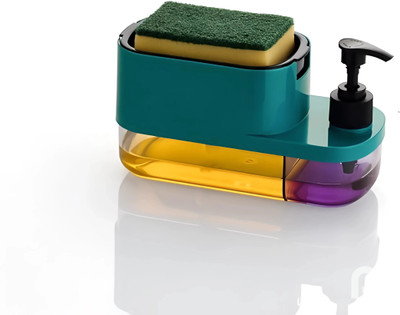 KETNI Dish Soap Dispenser with Sponge Holder for Kitchen, 3 In 1 Soap Dispenser 400 ml Liquid Dispenser(Multicolor)