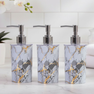 RAWAT Liquid Soap Dispenser for Bathroom Refillable Handwash Pump Bottle (Pack of 3) 750 ml Liquid, Shampoo, Soap, Sanitizer Stand, Lotion Dispenser(White)