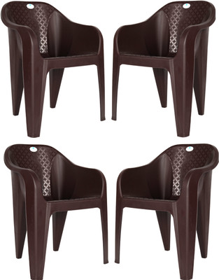 HOMIBOSS chairs set of 4 Pieces, for office, garden, outdoor & indoor Plastic Living Room Chair(Finish Color - Brown, Pre-assembled)