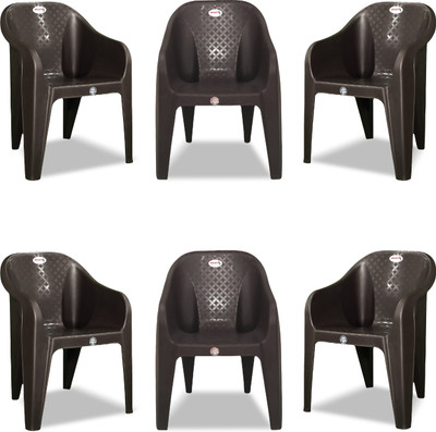 ARLAVYA Mario Model Chair for Home, Garden, Office, Cafeteria Plastic Outdoor Chair(Dark Brown, Set of 6, Pre-assembled)