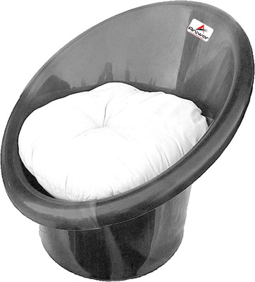 ANJWAR Living Room | Out Dore Tub Chair with Complimentary Cushion Plastic Living Room Chair(Finish Color - Silver Black, Pre-assembled)