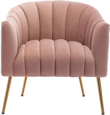 Doe Buck Doe Buck Velvet Jella Accent Chair/Lounge Chair with Gold Legs. Foam Living Room Chair(Finish Color - PINK, Pre-assembled)