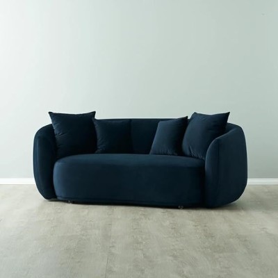 Kingsman Furnitures Foam Living Room Chair(Finish Color - Mid night Navy Velvet, Pre-assembled)