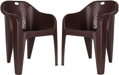 HOMIBOSS Strong & sturdy chairs set of 2 Pieces Plastic Outdoor Chair(Brown, Set of 2, Pre-assembled)