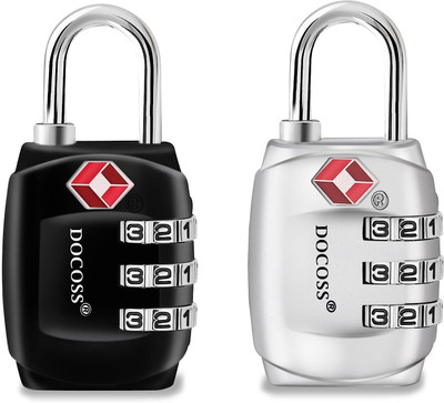 DOCOSS Set of 2-331 Metal Tsa Locks For Luggage /Number locks TSA Approved Lock Combination Lock(Black, Silver)