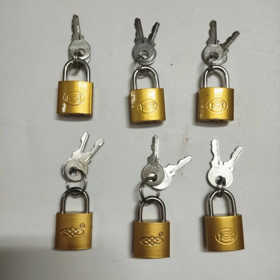 Clubbable mini lock for bag / traveling / school bag / pocket / safety lock with 2 keys Lock(Gold)