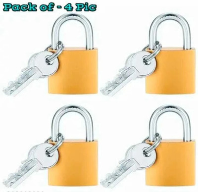 Clubbable Pack of 4 Push Metal Lock with 2 Keys Each for Suitcase Bags/Luggage Bag 25 mm Lock(Gold)