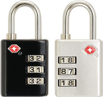 QUIRA 3 Digit TSA Approved Luggage Locks Small Combo Travel Padlock Suitcase Combination Lock(Black, Silver)