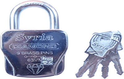 OmShreeShyam Syrai Daimond Push Lock With 4 Keys 63mm Padlock(Silver)