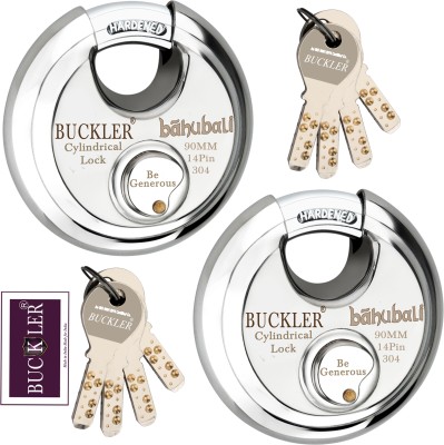 BUCKLER Stainless Steel Shutter lock,Main Gate,Office, Godown,90MM-14 Pin with 4 Key Lock(Silver, Gold)