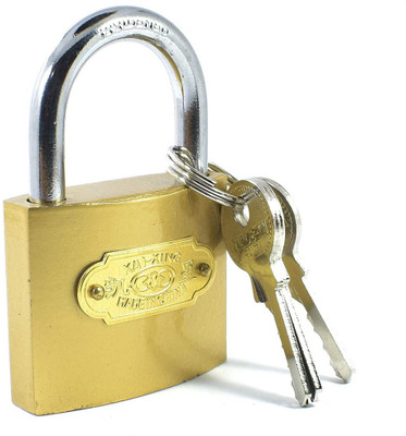 TruVeli House Stainless Steel Lock Pressing Hard Gold Finish Lock with 3 Key Padlock(Multicolor)