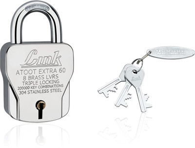 LINK LOCK LINK ATOOT EXTRA 60MM | Stainless Steel | Triple Locking Mechanism | 3 Keys | Padlock(Pack of 1)