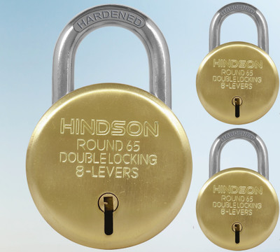 HINDSON Lock and key door lock for home gate link round 65 padlock for shop shutter Pk-3 Padlock(Gold)
