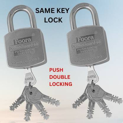 Foora Primeguard 60 mm Lock Set with Same Key – Ideal for Home Door Padlock(Silver)