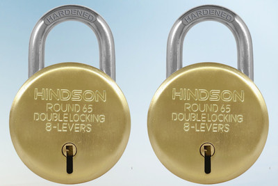 HINDSON Lock and key door lock for home gate link round 65 padlock for shop shutter Pk-2 Padlock(Gold)