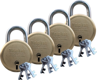 Malaikah Round 65mm Double Locking 8 Lever With 3 Keys Round Padlock Padlock(Gold)