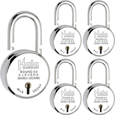HALA Round 40mm Double Locking 6 Lever Comes With 3 Keys Padlock(Silver)