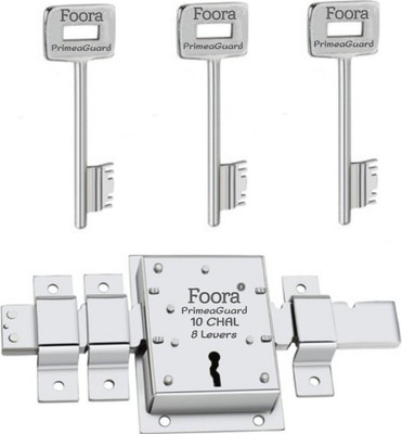 Foora PrimeGuard 10 Chal with Extra Key, 8 Lever, Operated Both Side Padlock(Silver)